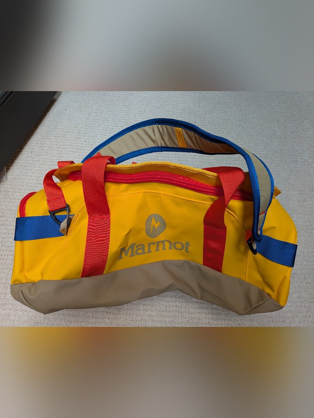 New Marmot Duffle Backpack Yellow Orange Blue